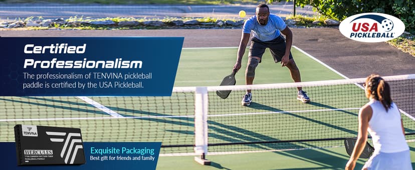 TENVINA Pickleball Paddles, Multi-Layer T700SC Textured Carbon Fiber Pickleball Paddle, 4-Types of Shapes and Thicknesses, USAPA Approved Pickle Ball Paddle, Strong Spin and Power Surface