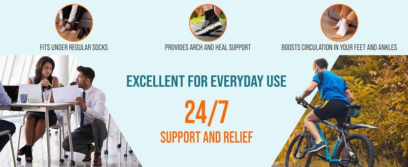 KEMFORD Ankle Compression Sleeve - Plantar Fasciitis Braces - Open Toe Compression Socks for Swelling, Sprain, Neuropathy, Foot Arch Support for Men and Women - 15-20mmhg, XL, Beige