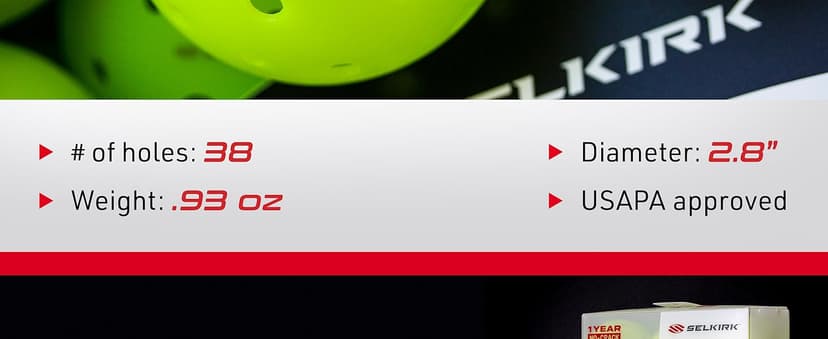 Selkirk Pro S1 Ball | Crack-Resistant | 38 Hole Outdoor Pickleball Balls | USAPA Approved Pickle Ball for Tournament Play | Advanced Aerodynamics |