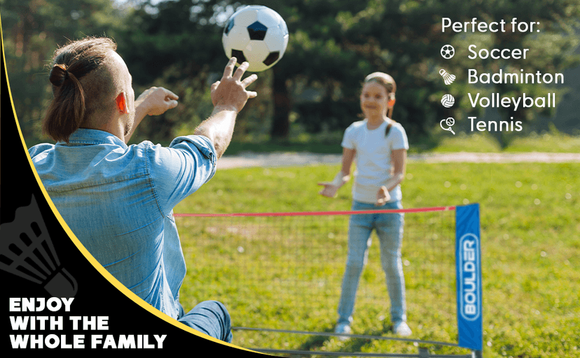 Boulder Portable Badminton Pickleball Net - Foldable/Extendable Poles for Multiple Sports Heights (UP to 5 ft) - Ideal for Tennis, Pickleball, Soccer Tennis - Easy Setup
