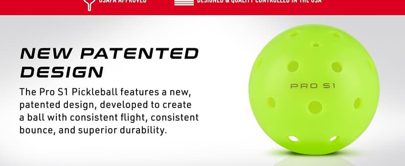 Selkirk Pro S1 Ball | Crack-Resistant | 38 Hole Outdoor Pickleball Balls | USAPA Approved Pickle Ball for Tournament Play | Advanced Aerodynamics |