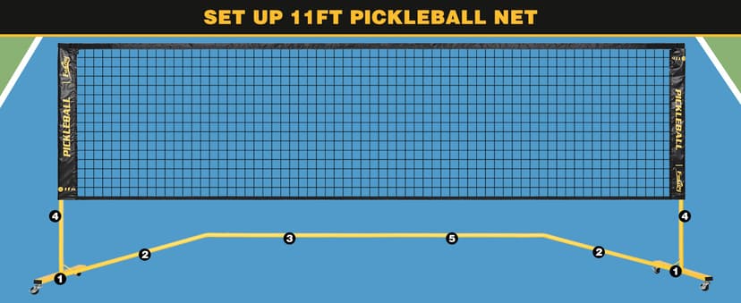 Portable Pickleball Net Set with Wheels, Regulation Size 22 FT & Half Court 11 FT, Steady Metal Frame Pickle Ball Net Set System with Carry Bag for Backyards, Driveways, and Garages