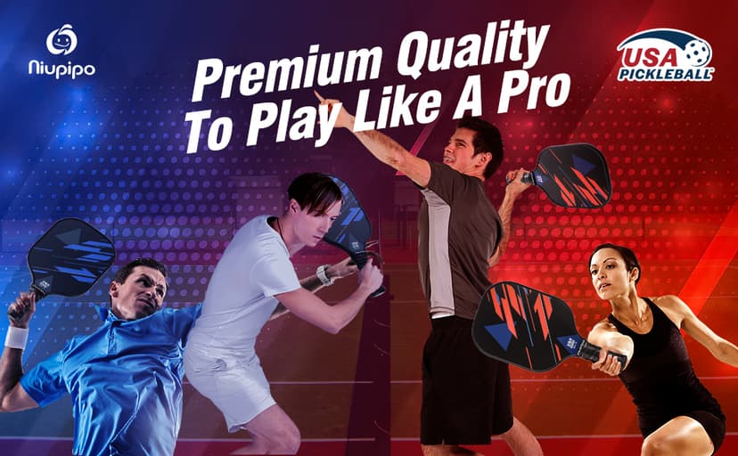 niupipo Pickleball Paddles Set of 2/4, USAPA Approved Lightweight Pickleball Rackets, Durable Fiberglass Surface with Polypropylene Honeycomb Core, Cushion Grip and Carry Bag