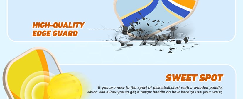 Pickleball Paddles Set of 4, Premium Wood with 4 Indoor & Outdoor Pickleball Balls and 1 Carry Bag, Pickleball Rackets with Ergonomic Cushion Grip for Beginner & Professional Gifts for Women Men Youth