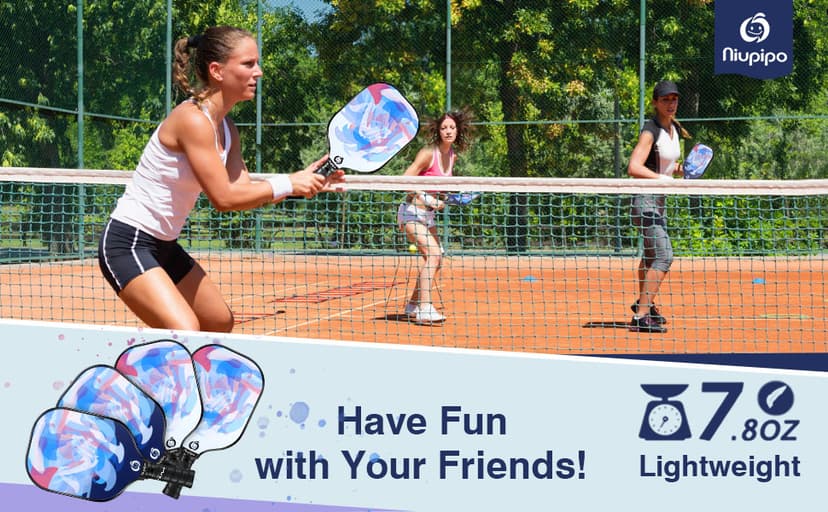 niupipo Pickleball Paddles Set of 2/4, USAPA Approved Fiberglass Surface Lightweight Pickle Ball Rackets with Honeycomb Core, 2 Indoor and 2 Outdoor Balls, 1 Carrying Bag for Beginner, Men, Women