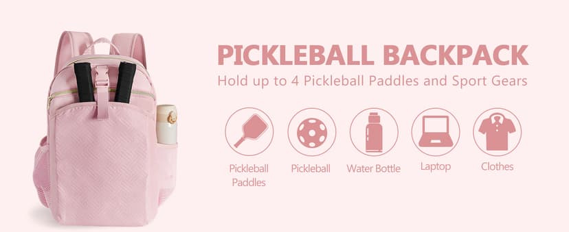 Pickleball Bag Backpack for Women Holds 4 Paddles, Large Pickle Ball Bag Pickleball Paddle Backpack for Men
