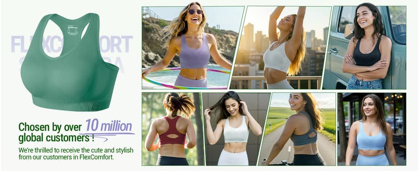 FITTIN Racerback Sports Bras for Women - Padded Seamless Support Bra for Yoga Gym Workout Fitness