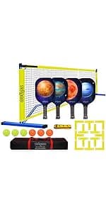 Zdgao Pickleball Net for Driveway with 22FT Regulation Size Pickleball Net, 4 Outdoor Pickleballs and Carry Bag, Weather Resistance Strong Steel Frame