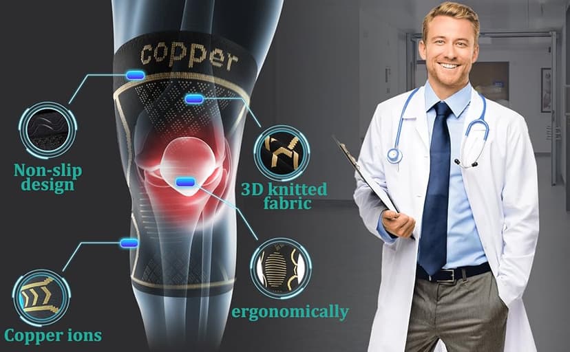 Copper Knee Braces for Women and Men 2 Pack, Knee Compression Sleeve for Knee Pain, Arthritis,ACL, Meniscus Tear, Joint Pain Relief, Knee Support for Running, Working Out, Fitness, Weightlifting-M