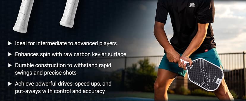 Selkirk Sport SLK Halo Raw Carbon Fiber Pickleball Paddle | Designed in The USA | Choose from The T700 Raw Carbon Fiber Power, The 18k Ultraweave Control, or The Kevlar Linkweave Thermoformed Pro