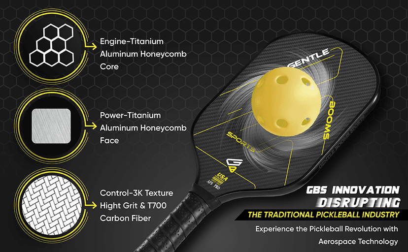 Pickleball Paddles,3K Raw T700 Carbon Fiber Pickleball Paddle with High Grit & Spin,Aerospace-Grade Ultra-Light Titanium-Aluminum Honeycomb Core & Face,The Pickleball Rackets for Novice & Pro Players