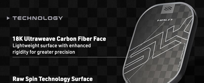 Selkirk Sport SLK Halo Raw Carbon Fiber Pickleball Paddle | Designed in The USA | Choose from The T700 Raw Carbon Fiber Power, The 18k Ultraweave Control, or The Kevlar Linkweave Thermoformed Pro
