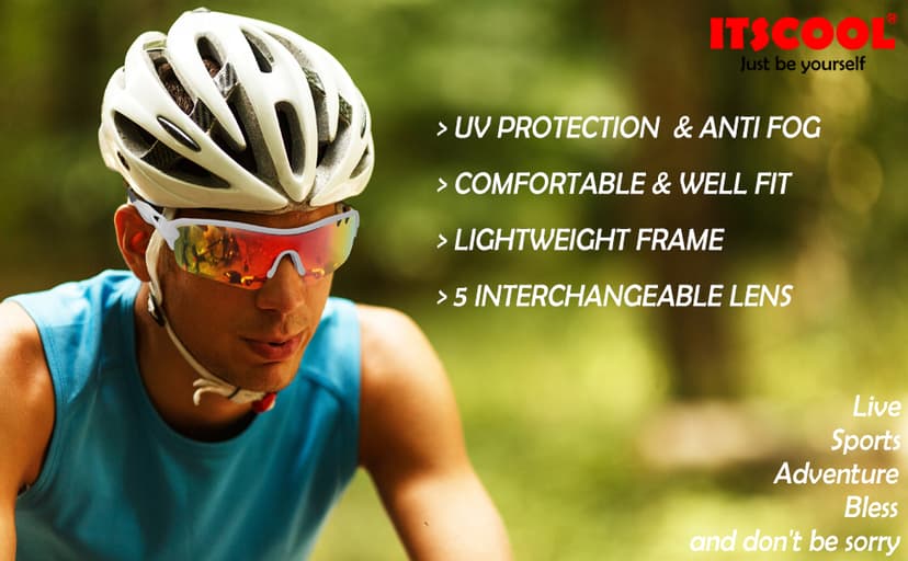 Polarized Sports Sunglasses with 5 Interchangeable Lenses for Men Women Softball Baseball Pickleball Cycling Glasses