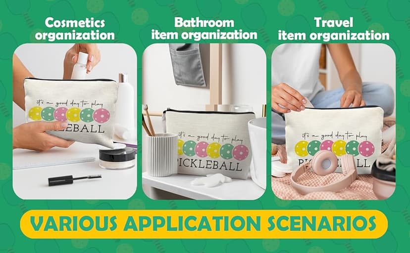 Pickleball Gifts for Women, Pickleball Makeup Bag Cosmetic Pouch, Pickleball Accessories Women