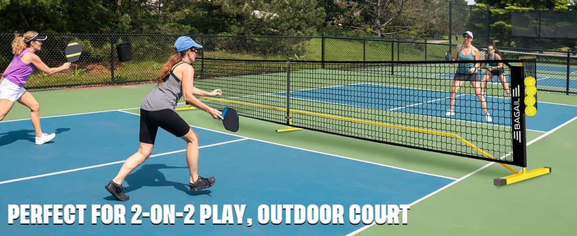 BAGAIL Portable Pickleball Net Set, 22 FT Regulation Size Pickle Ball Net with Ball Collector, Carry Bag, Easy Setup for Outdoor Indoor Driveway - Red