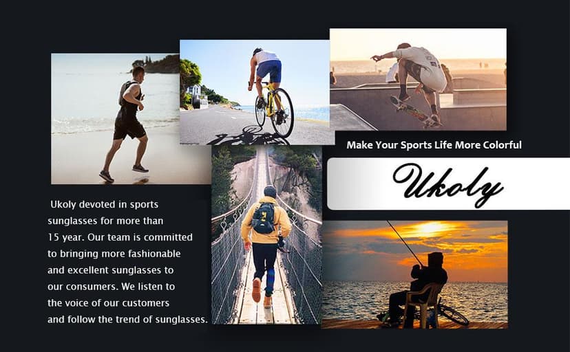 Ukoly Cycling Sunglasses for Men Women with 3 Interchangeable Lenses, Polarized Sports Sunglasses, Baseball Sunglasses