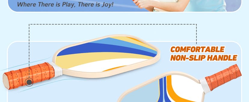 Pickleball Paddles Set of 4, Premium Wood with 4 Indoor & Outdoor Pickleball Balls and 1 Carry Bag, Pickleball Rackets with Ergonomic Cushion Grip for Beginner & Professional Gifts for Women Men Youth