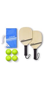 GoSports Pickleball Sets - Classic, Retro, Steel Blue, or Yellow - Includes 4 Paddles, 4 Regulation Pickleballs and Carry Case