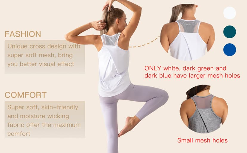 Aeuui Womens Workout Tops for Women Racerback Tank Tops Mesh Yoga Shirts Athletic Running Tank Tops Sleeveless Gym Clothes