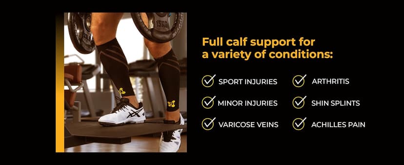 Calf Compression Sleeves for Men & Women - Leg Sleeve and Shin Splints Support - Ideal for Leg Cramp Relief, Varicose Veins, Running - 20-30mmHg Copper Infused Nylon by CopperJoint - Medium