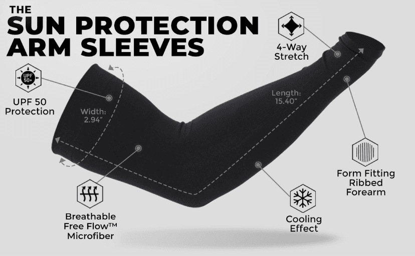 Tough Outdoors Sun Protection Sleeves - UV Arm Sleeves for Men and Women - Golf Cooling Arm Sleeves - Baseball Sun Sleeves