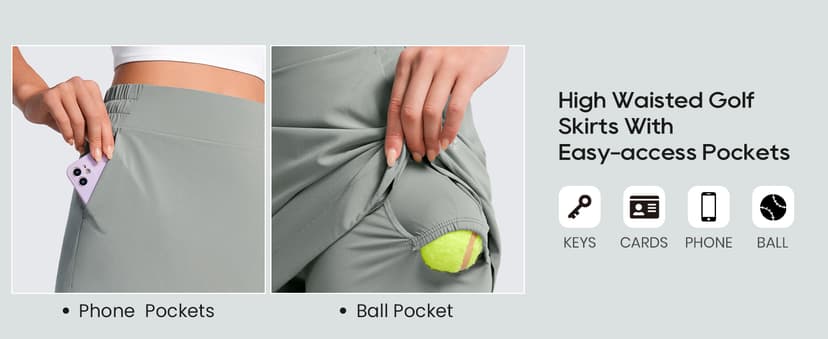 CRZ YOGA High Waisted Golf Skirts for Women A Line Tennis Athletic Casual Skort with Inner Shorts Pockets