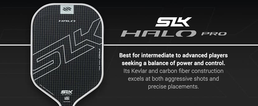 Selkirk Sport SLK Halo Raw Carbon Fiber Pickleball Paddle | Designed in The USA | Choose from The T700 Raw Carbon Fiber Power, The 18k Ultraweave Control, or The Kevlar Linkweave Thermoformed Pro