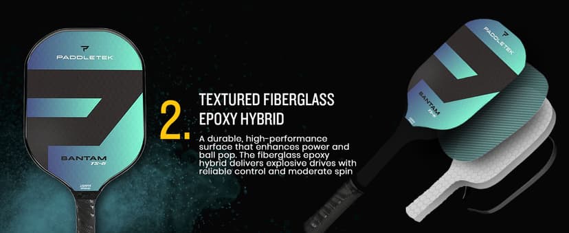 Paddletek Bantam TS-5 Pickleball Paddle | Professional Pickleball Paddles with Honeycomb Core, Textured Fiberglass Epoxy Hybrid Surface, Bantam PolyCore & High Tack Performance Grip | USAPA Approved