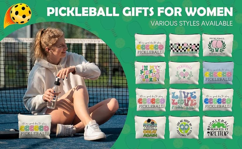 Pickleball Gifts for Women, Pickleball Makeup Bag Cosmetic Pouch, Pickleball Accessories Women