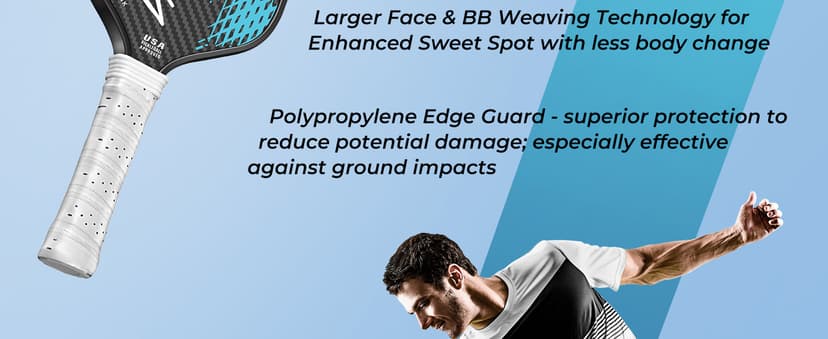 Pickleball Paddles,USA Pickleball Approved,Carbon Fiber Pickleball Paddle with 16MM Polymer Honeycomb Core Provides Lighter Weight&Higher Grit&Spin,Engineered for Professional Players,BlueBean