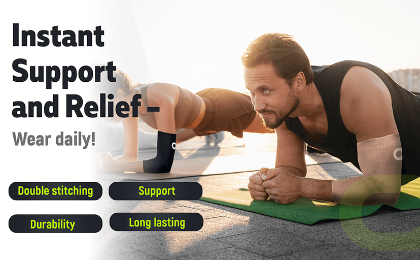 Elbow Brace Compression Sleeve (1 Pair) - Instant Arm Support Elbow Sleeves for Tendonitis, Arthritis, Bursitis, Golfers & Tennis Elbow Brace, Treatment, Workouts, Weightlifting, Pain Relief, Recovery