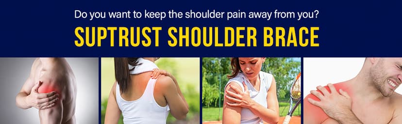 Suptrust Shoulder Brace for Men and Women: Adjustable Shoulder Wrap for Pain Relief, AC Joint, Torn Rotator Cuff, Injuries, Tendonitis - One Size Regular/Dark Black