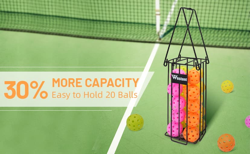 Pickleball Ball Holder Set - Large Capacity Pickleball Hopper with 20 Balls, Must-Have Pickleball Accessories for Pickleball Training, Pickleball Caddy for Pickleball Practice Equipment