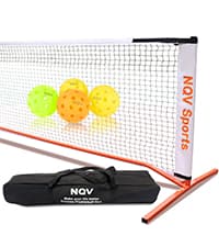 NQV Pickleball Set with Net-10FT Half Court Size Pickleball Net+Wood Pickleball Paddles+Pickle Balls+Ball Retrievers, Portable Outdoor Driveway Indoor for Adults Beginners