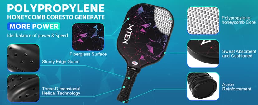 Pickleball Paddles, USAPA Approved Fiberglass Surface Pickleball Set with Pickleball Rackets, Pickleball Paddles Set for Men Women