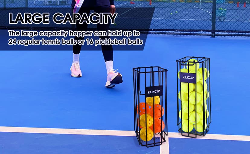 Portable Pickleball & Tennis Ball Collector - Pickleball Retriever Basket Carrier Gatherer Picker Hopper Container for Picking and Storage Training Tool for Ball