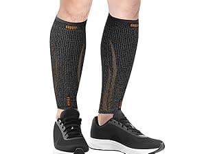 Copper Calf Compression Sleeves for Men and Women, Leg Compression Sleeve for Shin Splint Relief, Calf Sleeves for Men Running, Fitness (1 Pair)