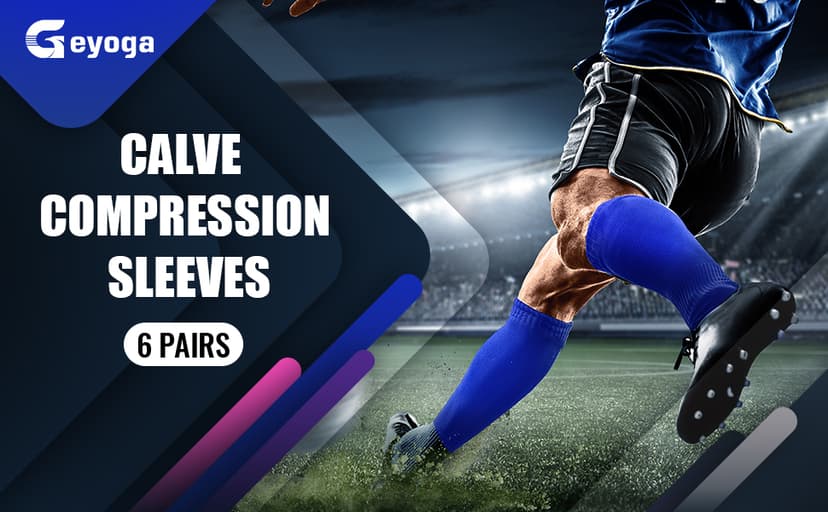 Geyoga 6 Pairs Calf Compression Sleeve for Men Women Football Leg Sleeve Elastic Calf Support Sock for Sports Cycling Running Basketball