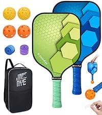 JoncAye Pickleball-Paddles-Set of 4 or 2 Rackets with Balls and Bag, USAPA Approved Pickle-Ball Equipment with Accessories, Fiberglass Graphite Pickleball Racquet Set for Men, Women, Kids, Adults