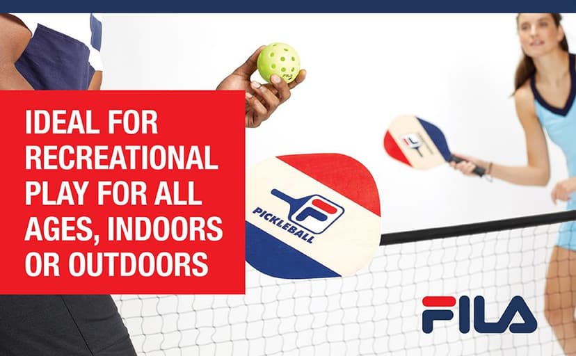 FILA Accessories Pickleball Net Set - Includes Pickleball Paddles Set of 4 with Regulation Size 4 Outdoor Balls & 10ft All Weather Mesh Net for Indoor or Outdoor Use - Lightweight, Quick & Easy Setup