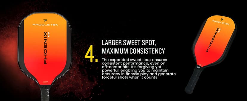 Paddletek Phoenix G6 Pickleball Paddle | Professional Pickleball Paddles with Honeycomb Core, Polycarbonate Surface, Graphite PolyCore & High Tack Performance Grip | USAPA Approved