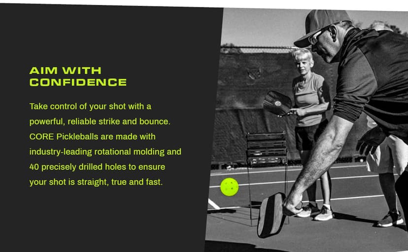 CORE Pickleball Balls for Professionals and All Levels of Play - Set of 4-50 Balls with 40 Holes - Durable & Seamless Design - Premium Outdoor Pickleball Balls, Polypropylene - USA Pickleball Approved