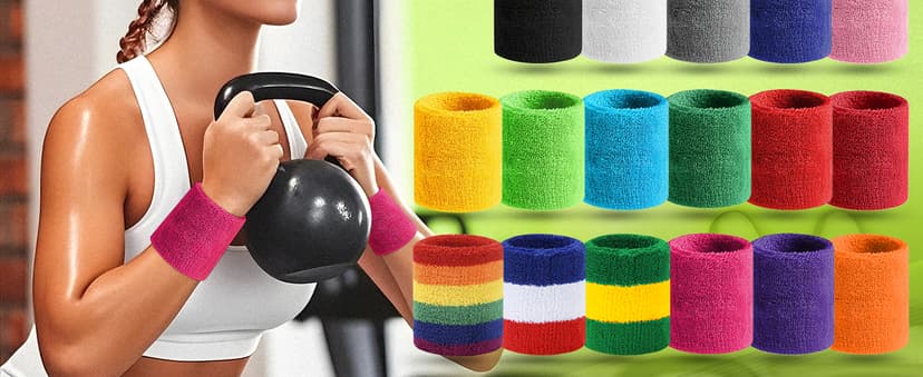 BEACE Sweatbands Sports Wristband for Men & Women - Moisture Wicking Athletic Cotton Terry Cloth Sweatband for Tennis, Basketball, Running, Gym, Working Out