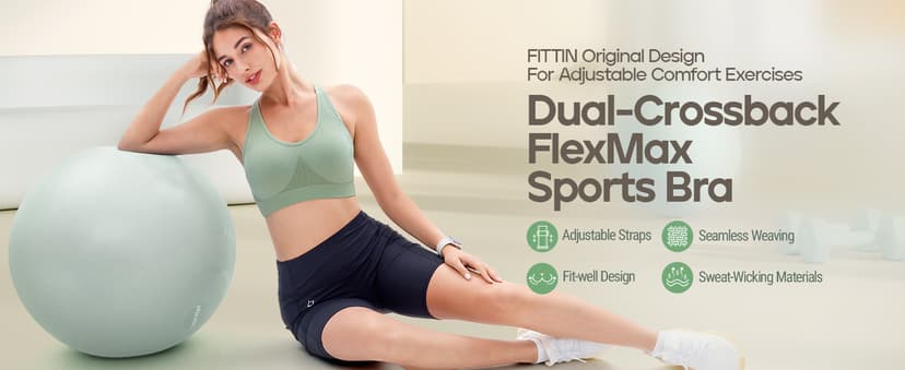 FITTIN Padded Sports Bras for Women: Support Strappy Adjustable Straps Cross Back Sport Bra Pack for Workout Yoga Running Gym