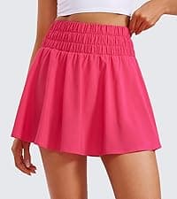 CRZ YOGA High Waisted Flowy Tennis Skirts for Women Pleated Casual Golf Athletic Pickleball Skorts with Shorts Pockets