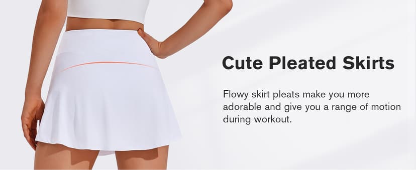 PINSPARK Tennis Skirts for Women Pleated Athletic Skort Lightweight Golf Skirts with Shorts Pocket Workout Pickleball