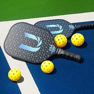 Pickleball Paddles, Graphite Pickleball Paddles Set of 2【Textured High Grit & Spin】【Thermoformed】 USAPA Approved Lightweight Non-Slip Contour Grip Pickleball Rackets Incl. 4 Outdoor Balls & Carry Bag