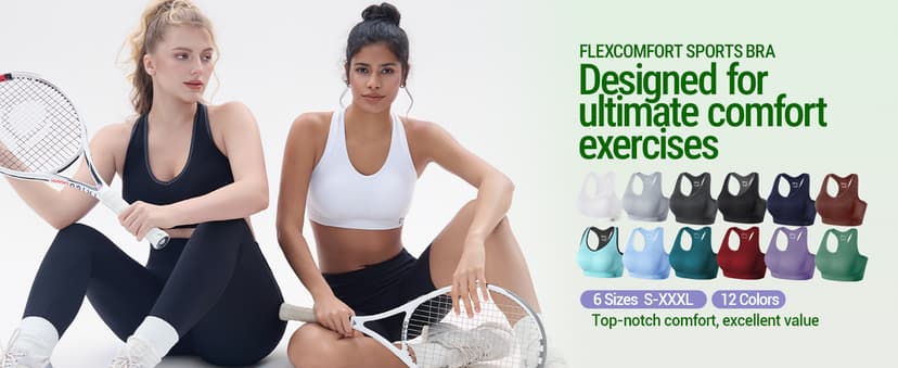 FITTIN Racerback Sports Bras for Women - Padded Seamless Support Bra for Yoga Gym Workout Fitness