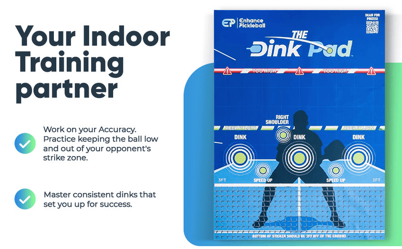 The Official Dink Pad by Enhance Pickleball - Pickleball Rebounder Training Aid - Practice Your Dinks and Improve Your Pickleball Game - Transform Any Wall into a Pickleball Court and Net
