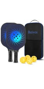 Pickleball Paddles Pickleball Set 7-ply Basswood Wooden Pickleball Rackets Set of 4 with 6 Balls and 1 Carry Bag, Pickleball Equipment for Beginner to Intermediate with Extra Edge Guard